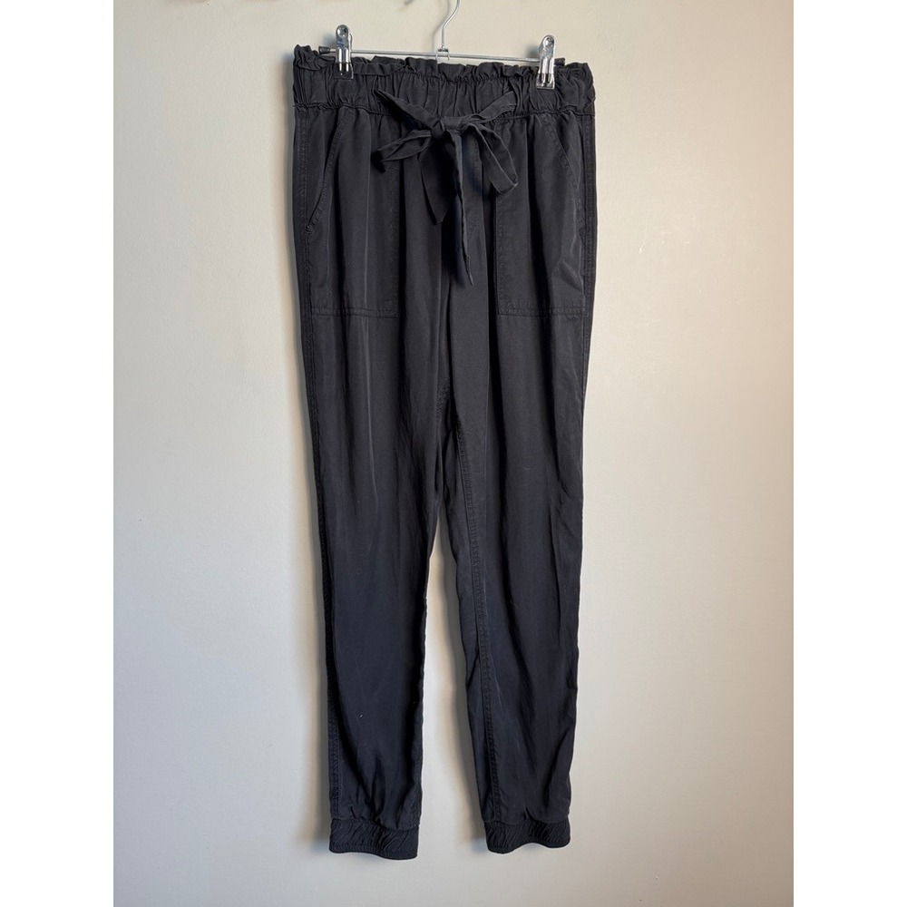 Garage Womens Black Tencel Paperbag Waist Joggers S Casual Utility Minimalist
